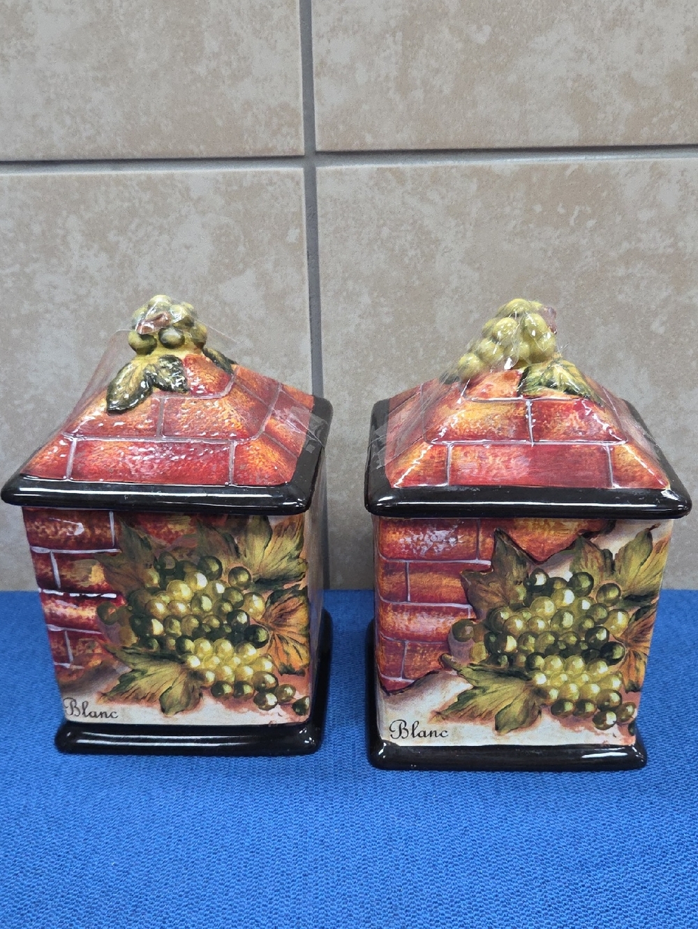 2 Certified International Canisters With Lids Wine Cellar Chardonay.  Vintage